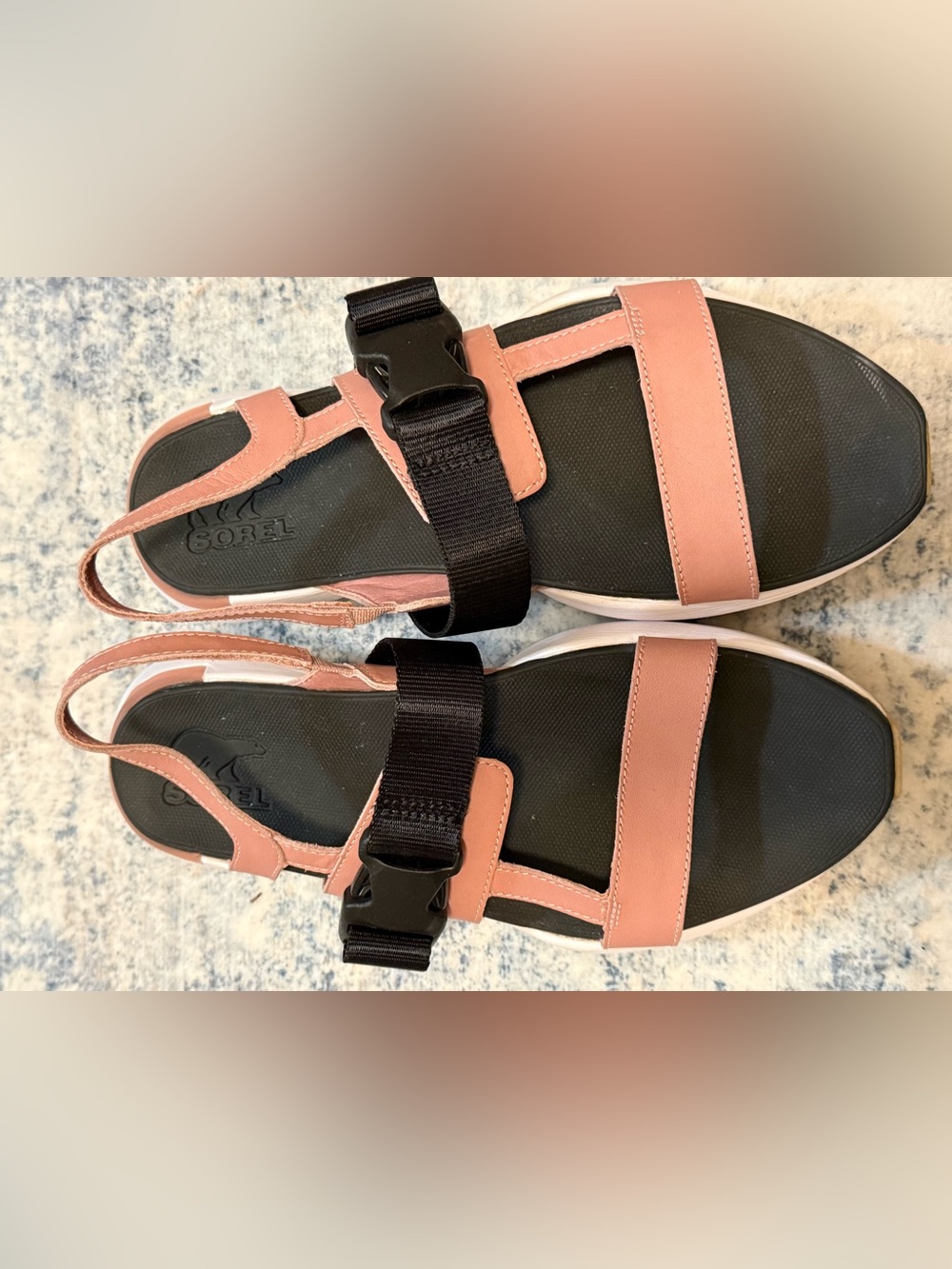 Sorel Women’s Blush Pink and Black Adjustable Strap Sandals